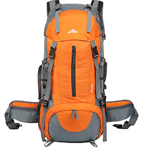 Lukasa Mochila de Senderismo 50L con Cubierta Impermeable, Mochila Trekking al Aire Libre, Bolsa para Caminatas Adecuada para Caminatas, Acampadas, Deportes al Aire Libre (Orange)