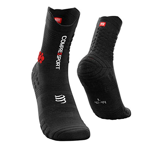 COMPRESSPORT Pro Racing Socks Trail v3.0 Calcetines para Correr, Unisex-Adult, Negro, T4